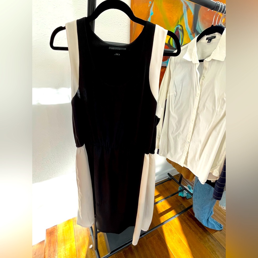 J Crew Black and White Color Block Racerback Dress